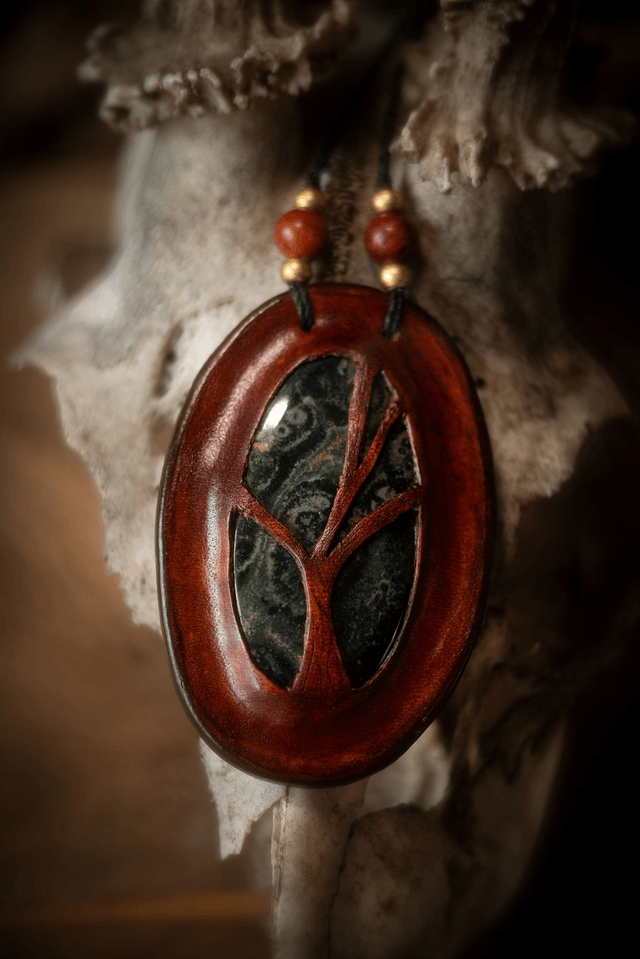 Nimüé - collier Jaspe Kambaba - cuir