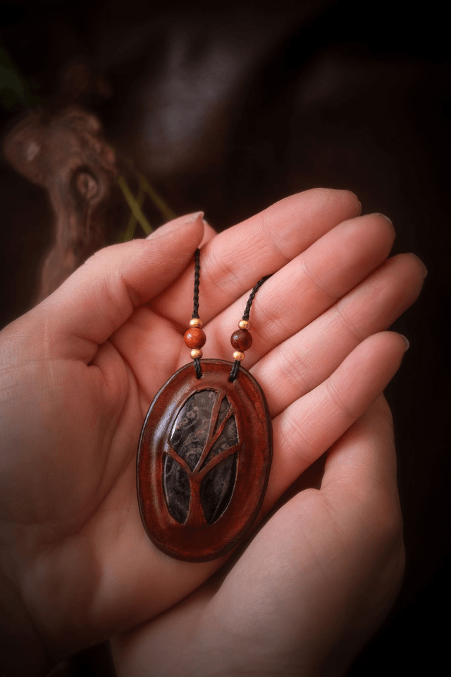 Nimüé - collier Jaspe Kambaba - cuir