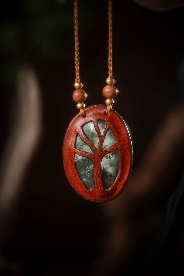 Aërin - Collier avec Agate mousse