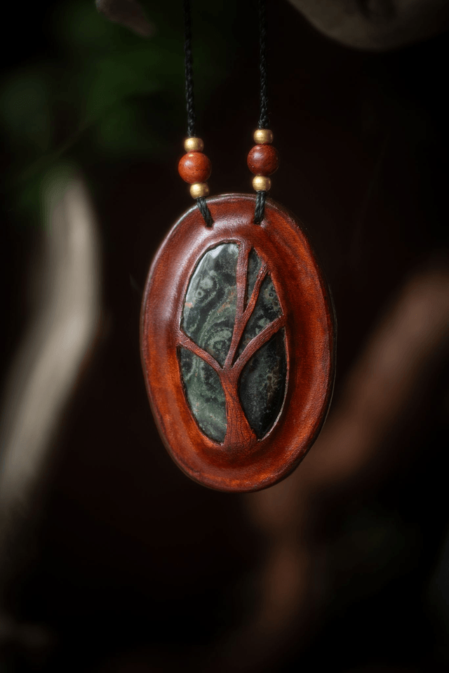 Nimüé - collier Jaspe Kambaba - cuir